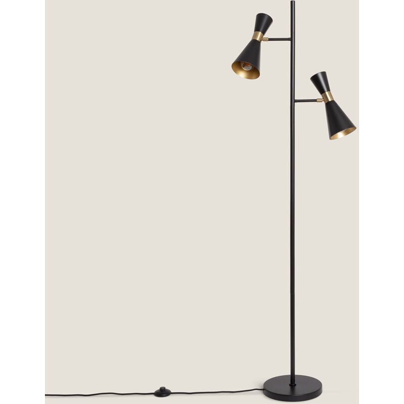 foto del prodotto lampada da terra metallo 2 faretti jigger nero oro