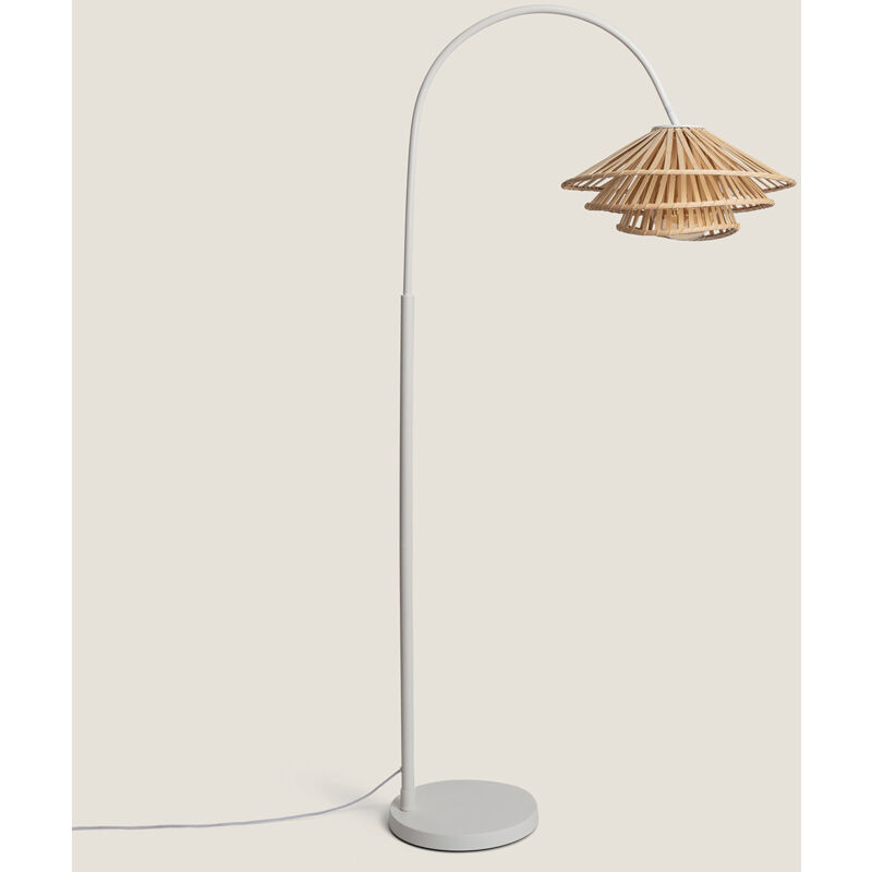 foto del prodotto lampada da terra metallo e bamb ail n bianco