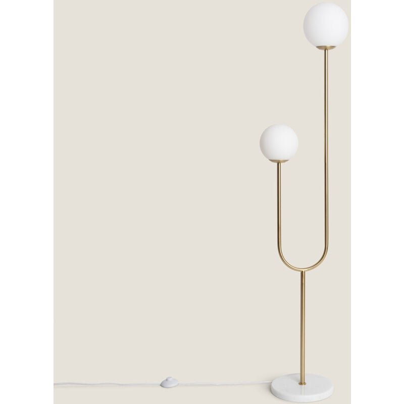 foto del prodotto lampada da terra metallo e vetro moonlight brass 2 luci oro