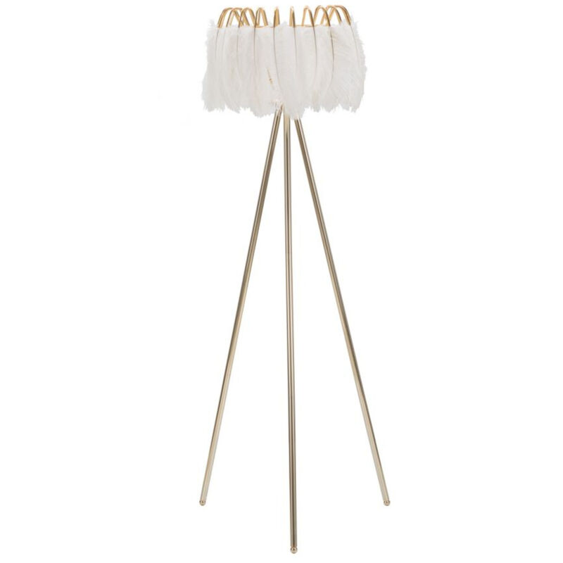 foto del prodotto lampada da terra mf184, metallo, plastica, oro, bianco, 46x46x147 cm