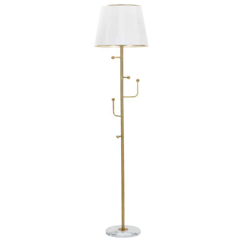 foto del prodotto lampada da terra mf191, metallo, tessuto, oro, bianco, 41x41x173 cm