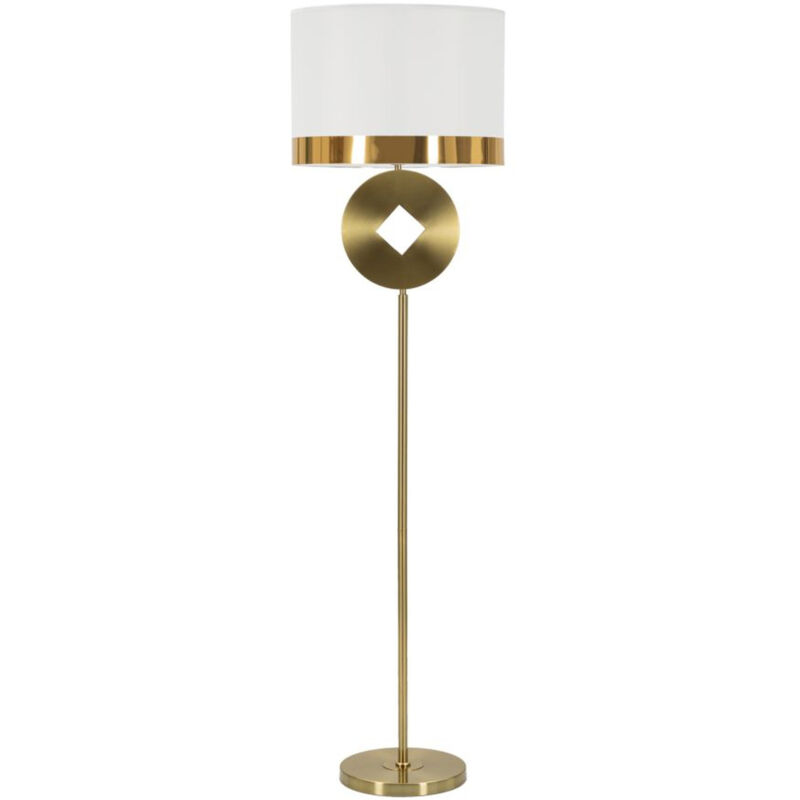 foto del prodotto lampada da terra mf195, metallo, tessuto, oro, bianco, 40x40x151 cm