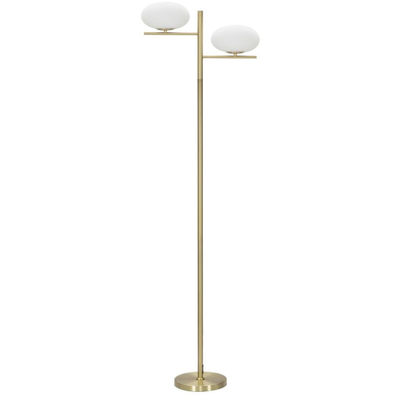 foto del prodotto lampada da terra mf202, metallo, vetro, oro, bianco, 51x24x180 cm