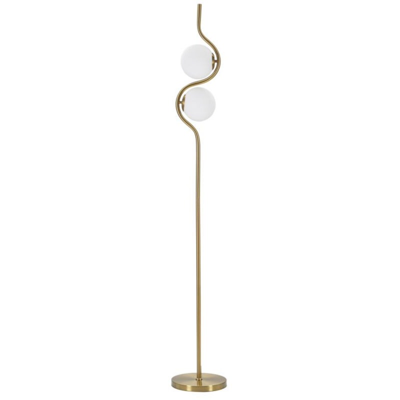 foto del prodotto lampada da terra mf205, metallo, vetro, oro, bianco, 25x25x168 cm