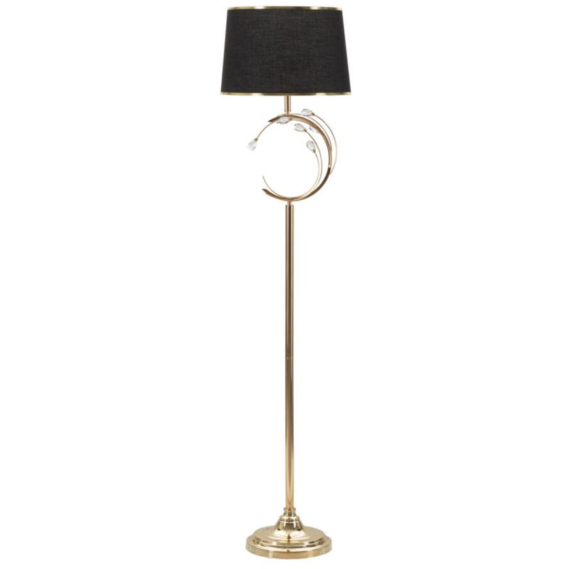 foto del prodotto lampada da terra mf210, metallo, vetro, tessuto, nero, oro, 38x38x160 cm