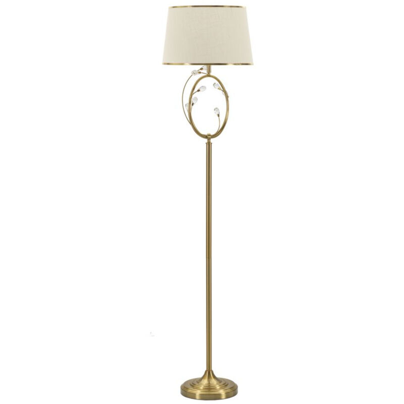 foto del prodotto lampada da terra mf211, metallo, vetro, tessuto, bianco, oro, 38x38x170 cm