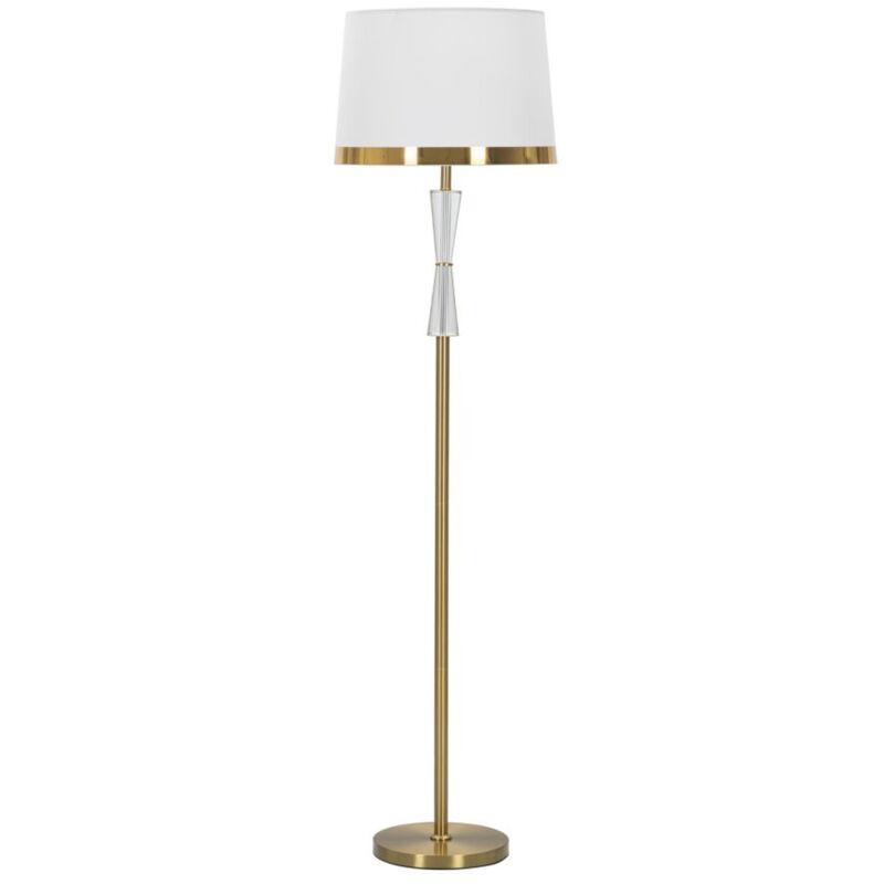 foto del prodotto lampada da terra mf214, metallo, vetro, tessuto, oro, bianco, 40x40x153 cm