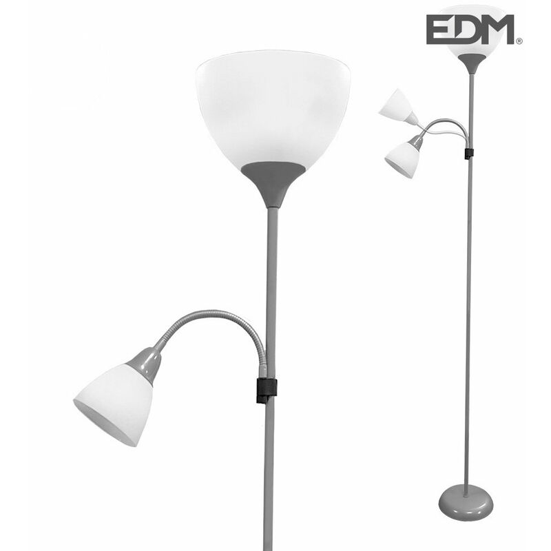 foto del prodotto lampada da terra modello boston silver e27 60w e lettore e14 40w edm