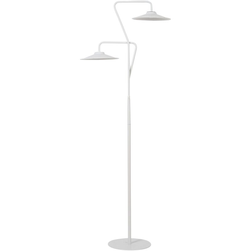 foto del prodotto lampada da terra moderna a 2 luci led luce calda ufficio studio soggiorno bianco 140 cm galetti