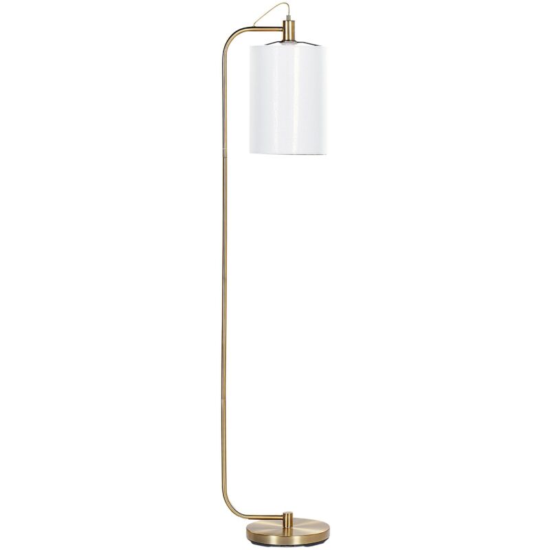foto del prodotto lampada da terra moderna in metallo ramato e paralume in lino bianco liberia