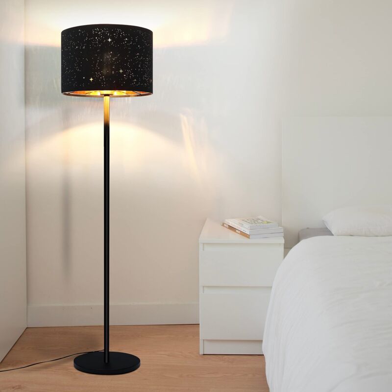 foto del prodotto lampada da terra moderna lampada da terra per soggiorno lampada da terra in tessuto con attacco e27 max. lampada da terra con paralume a stella in