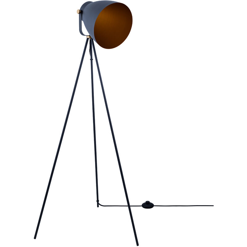 foto del prodotto lampada da terra moderna soggiorno sospensione industriale design riflettore e27 antracite oro, lampada da terra paco home