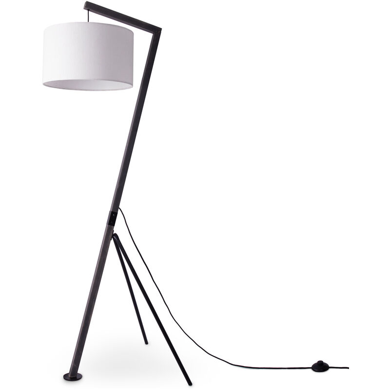 foto del prodotto lampada da terra moderna soggiorno treppiede legno metallo vintage e27 braccio lampada da terra nero, bianco 38cm paco home