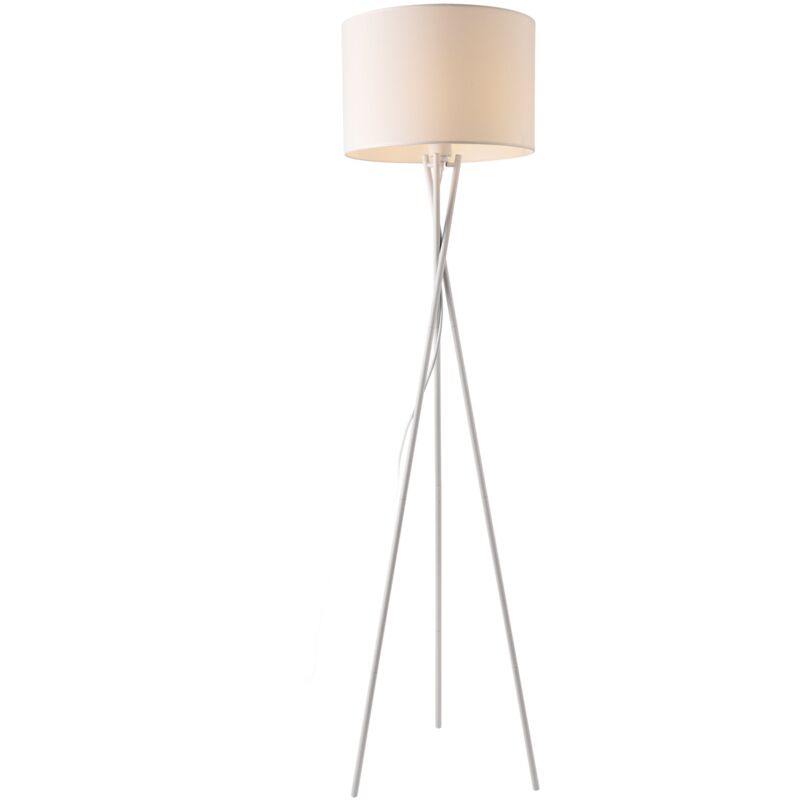 foto del prodotto lampada da terra moderna treppiede lampada da terra in tessuto metallico altezza 154 cm colore bianco