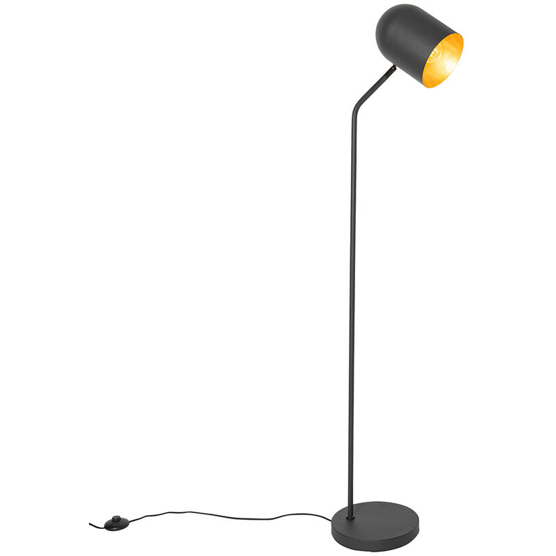 foto del prodotto lampada da terra morik moderno acciaio nero oro ottone oblungo max. 1 x watt qazqa