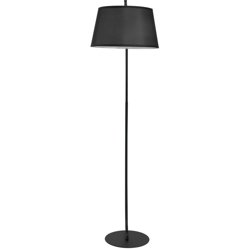 foto del prodotto lampada da terra nera con paralume rivestito in tessuto e base in metallo homcom