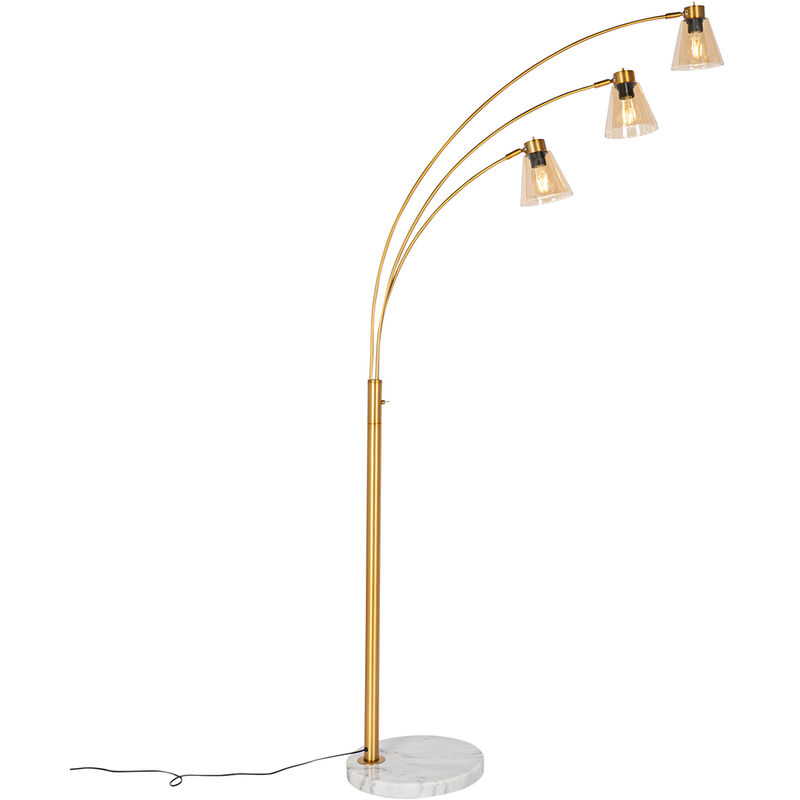 foto del prodotto lampada da terra nina art d co vetro,acciaio,marmo bronzo bianco oblungo max. 3 x watt qazqa