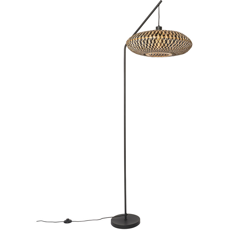 foto del prodotto lampada da terra ostrava orientale bamboo,acciaio nero oblungo max. 1 x watt qazqa