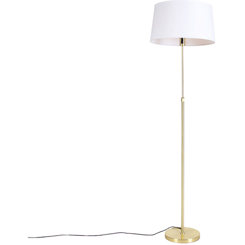 foto del prodotto lampada da terra parte fl moderno acciaio,tessuto oro ottone bianco tondo oblungo cilindro e27 max. 1 x 4.9 watt qazqa