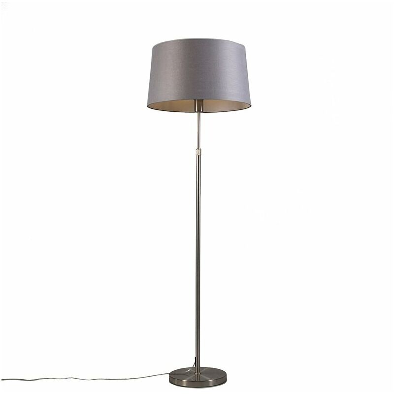 foto del prodotto lampada da terra parte moderno plastico,acciaio grigio acciaio tondo oblungo max. 1 x watt qazqa