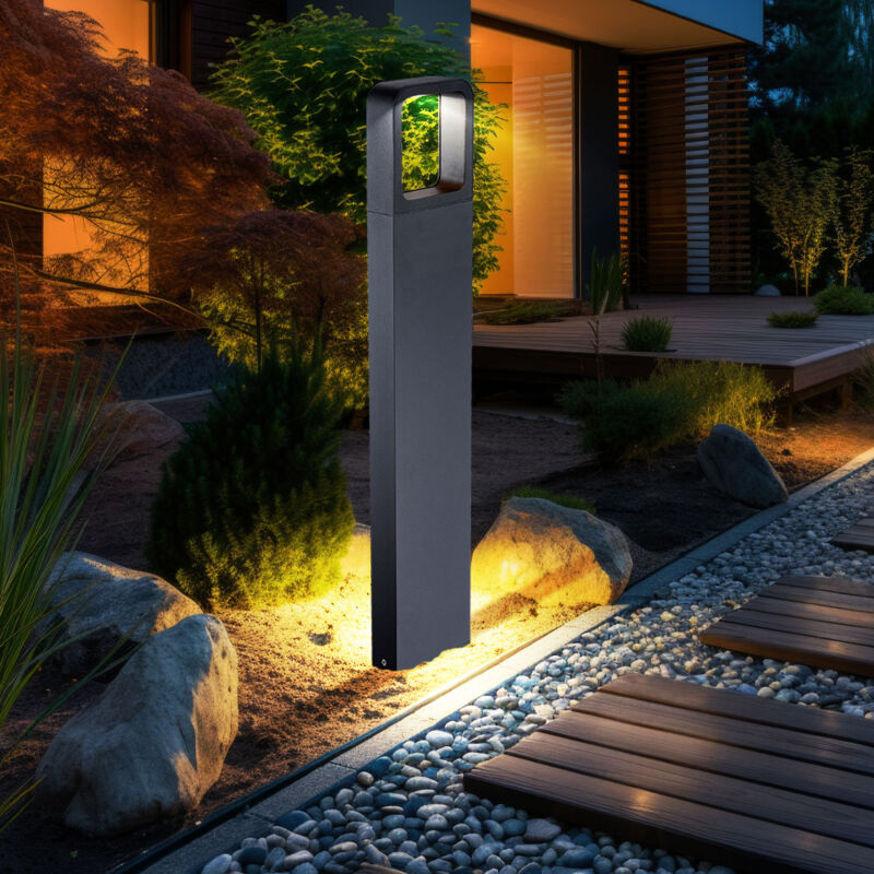 foto del prodotto lampada da terra per esterni a led, luce da sentiero, luce da esterno grigio scuro, lampada da terra, alluminio, 10w 298lm bianco caldo, lxpxh