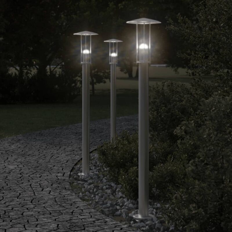 foto del prodotto lampada da terra per esterni argento 100 cm in acciaio inox vidaxl