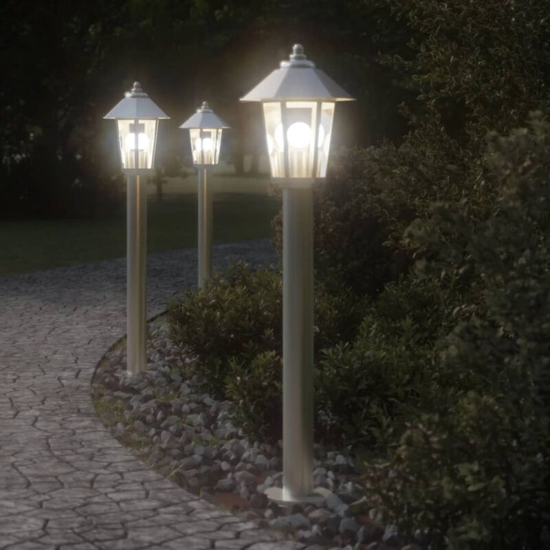 foto del prodotto lampada da terra per esterni argento 80 cm in acciaio inox vidaxl