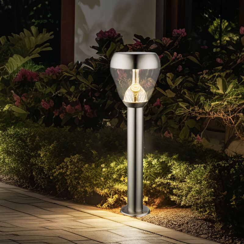 foto del prodotto lampada da terra per esterni con piedistallo lampada da sentiero a led lampada da giardino in acciaio inossidabile lampada da terra, vetro