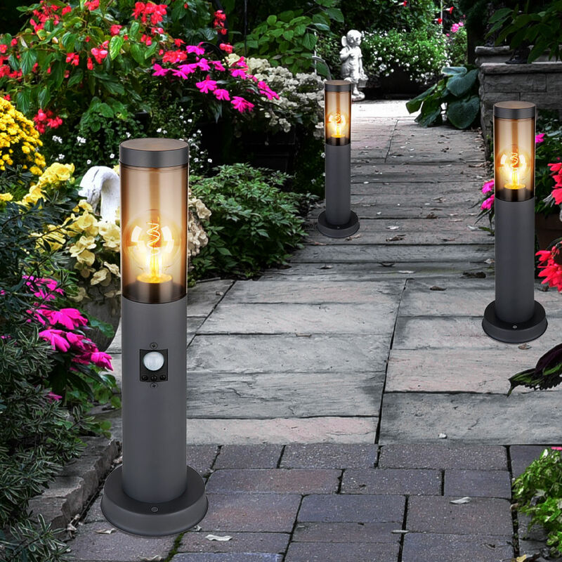 foto del prodotto lampada da terra per esterni con rilevatore di movimento paletto luminoso per esterni lampada da giardino lampade da giardino antracite ip44, acciaio