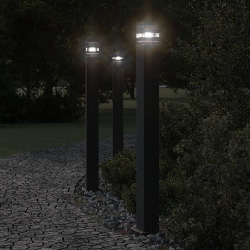 foto del prodotto lampada da terra per esterni con sensore nera 110cm alluminio vidaxl