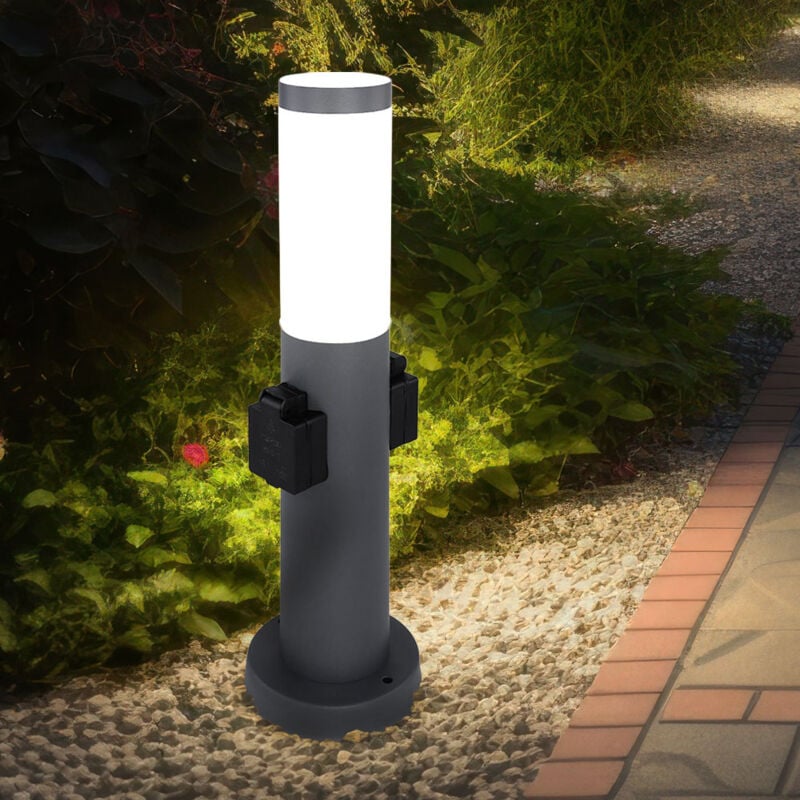 foto del prodotto lampada da terra per esterni, illuminazione da giardino, prese, base in acciaio inossidabile, faretto, lampada da terra in un set, incluse lampadine