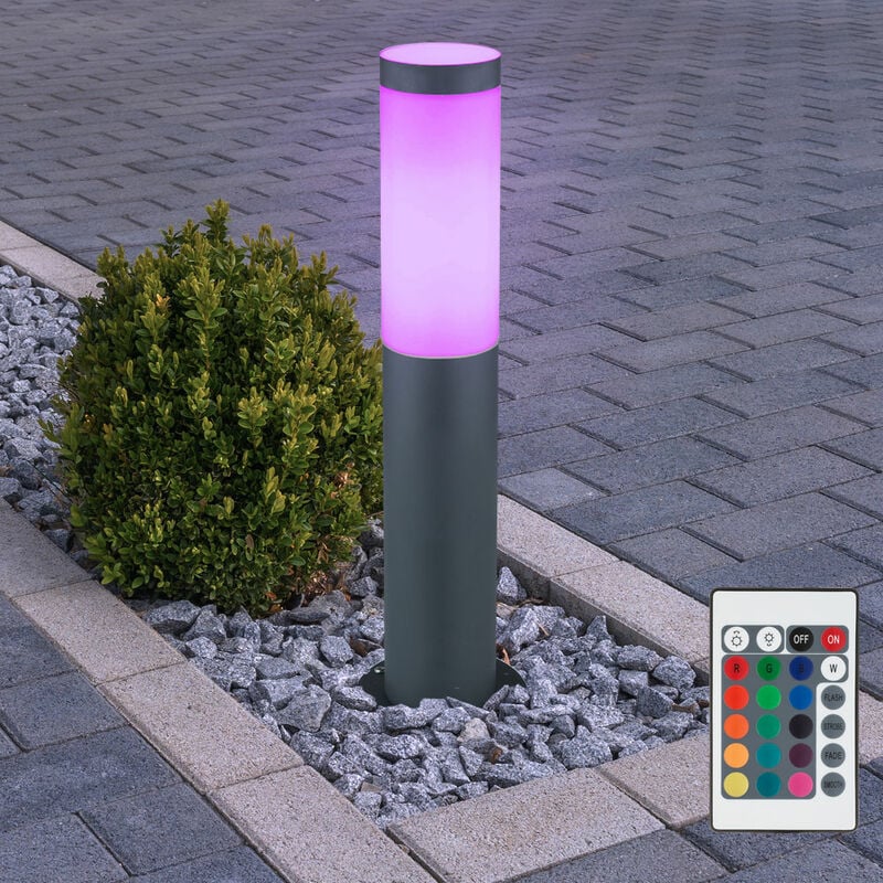 foto del prodotto lampada da terra per esterni in acciaio inossidabile telecomando lampada da giardino dimmerabile in un set di lampadine led rgb
