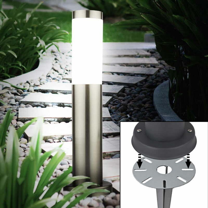 foto del prodotto lampada da terra per esterni lampada da giardino con faretto da giardino in argento con spina a punta in un set con lampadine a led