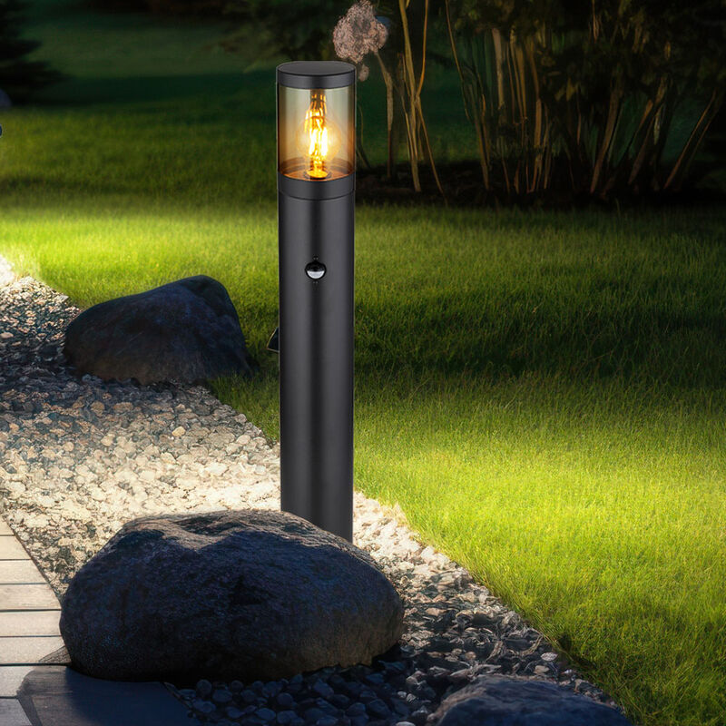 foto del prodotto lampada da terra per esterni lampada da giardino con rilevatore di movimento lampada da terra da giardino rilevatore di movimento, acciaio inox nero