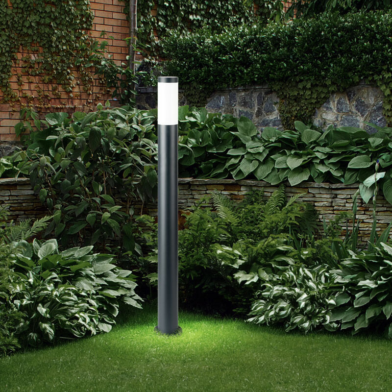 foto del prodotto lampada da terra per esterni lampada da giardino piantana segnapasso acciaio inox antracite opale, plastica bianca, attacco 1x e27, pxh 12,7x110 cm