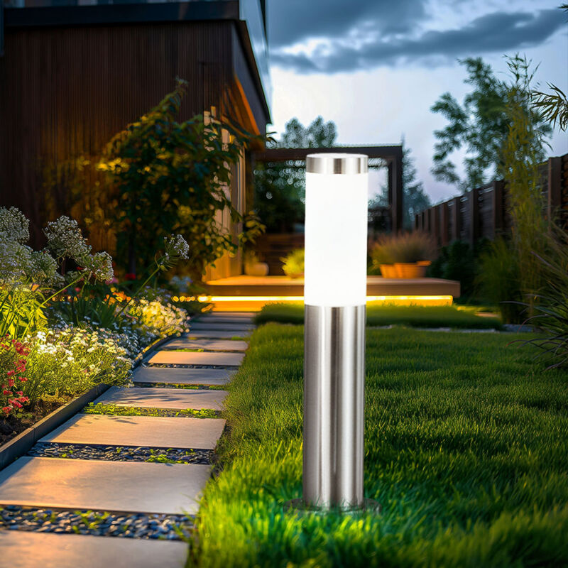 foto del prodotto lampada da terra per esterni lampada da sentiero a led lampada da giardino lampada da paletto in acciaio inossidabile con base, 9w 810lm bianco