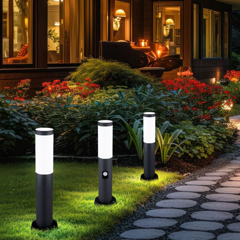 foto del prodotto lampada da terra per esterni lampada da terra antracite con rilevatore di movimento lampada da giardino in acciaio inossidabile, e27, pxh 12,7x45 cm,