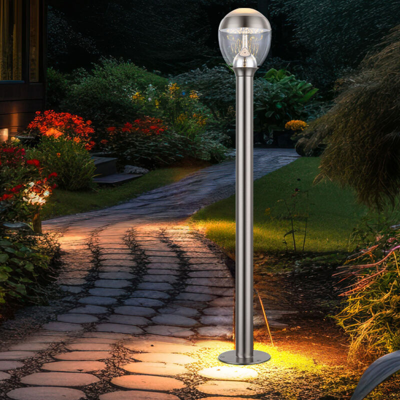 foto del prodotto lampada da terra per esterni lampada da terra da giardino con base in acciaio inossidabile, ip44, 1x led 11w 750lm bianco caldo, dxh 15x99 cm
