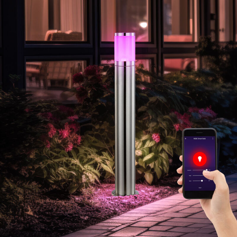 foto del prodotto lampada da terra per esterni lampada da terra lampada da giardino a led lampada da esterno in acciaio inossidabile, plastica argento opale, controllo