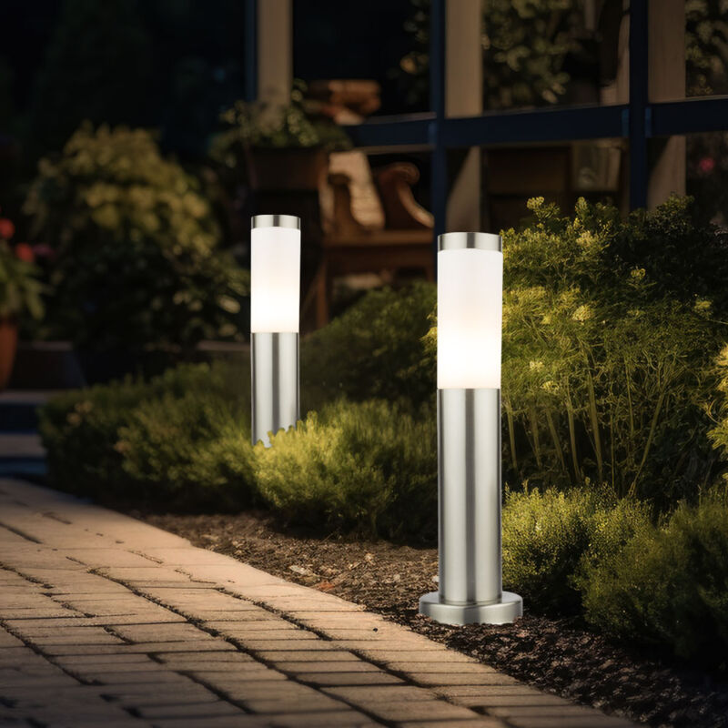 foto del prodotto lampada da terra per esterni lampada da terra lampada da sentiero lampada da terra lampada da giardino, plastica acciaio inossidabile argento, 1x