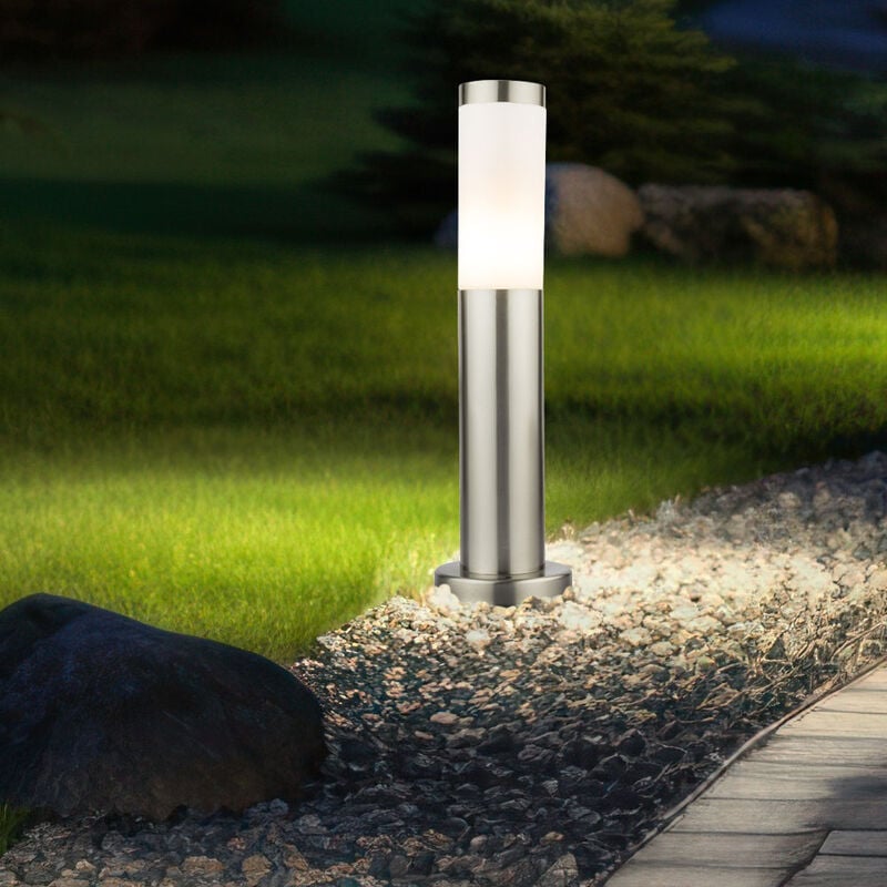 foto del prodotto lampada da terra per esterni lampada da terra lampada da terra lampada da giardino, plastica acciaio inossidabile argento, 1x e27, h 45 cm