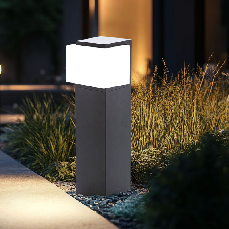 foto del prodotto lampada da terra per esterni lampada da terra per esterni antracite luce di percorso vetro alluminio, 1x attacco e27, lxlxh 14x12x40 cm