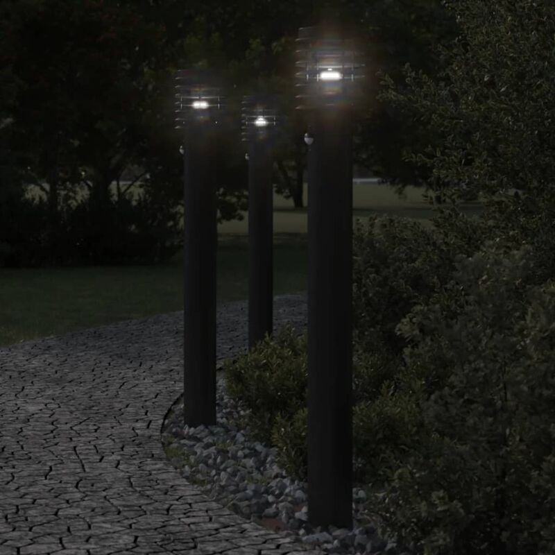 foto del prodotto lampada da terra per esterni sensore nera 110 cm in acciaio vidaxl 379520