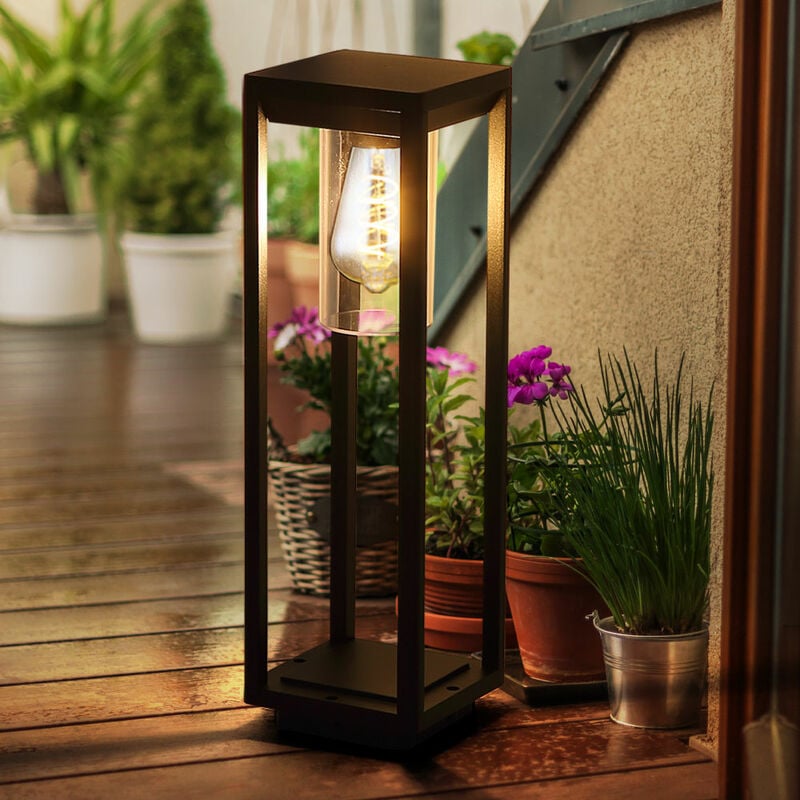 foto del prodotto lampada da terra per esterno nero opaco da giardino terrazza faretti decorazione base lampada da tavolo angolare