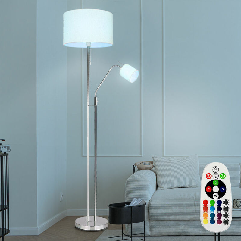 immagine 0 del prodotto lampada da terra per soggiorno con lampada da lettura lampada da terra con paralume in tessuto, interruttore a strappo, telecomando con funzione di
