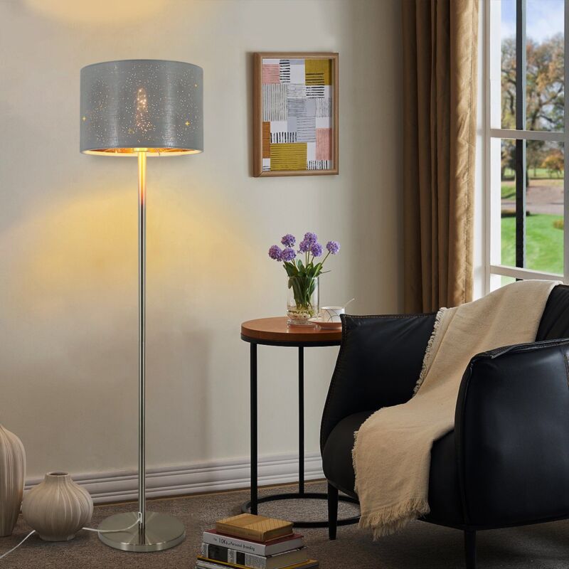 foto del prodotto lampada da terra per soggiorno lampada da terra moderna lampada e supporto con paralume in tessuto grigio o a forma di stella 144 cm lampada e
