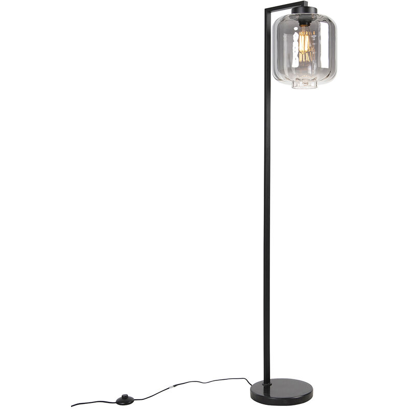 foto del prodotto lampada da terra qara design vetro,acciaio nero oblungo e27 max. 1 x 4.5 watt qazqa