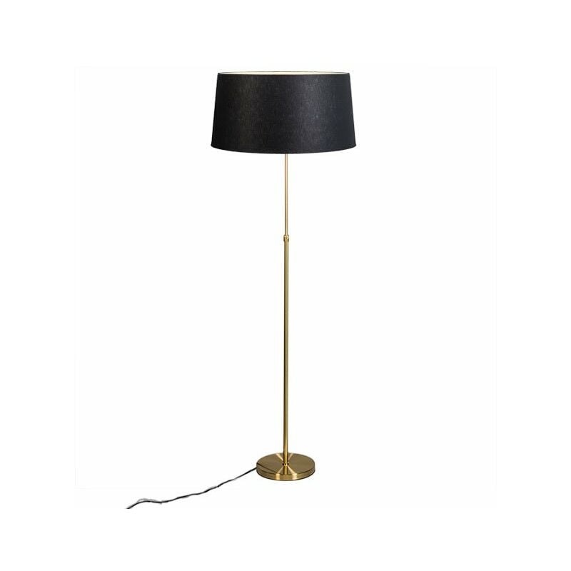 foto del prodotto lampada da terra regolabile parte classico acciaio,tessuto nero oro cilindro oblungo max. 1 x watt qazqa