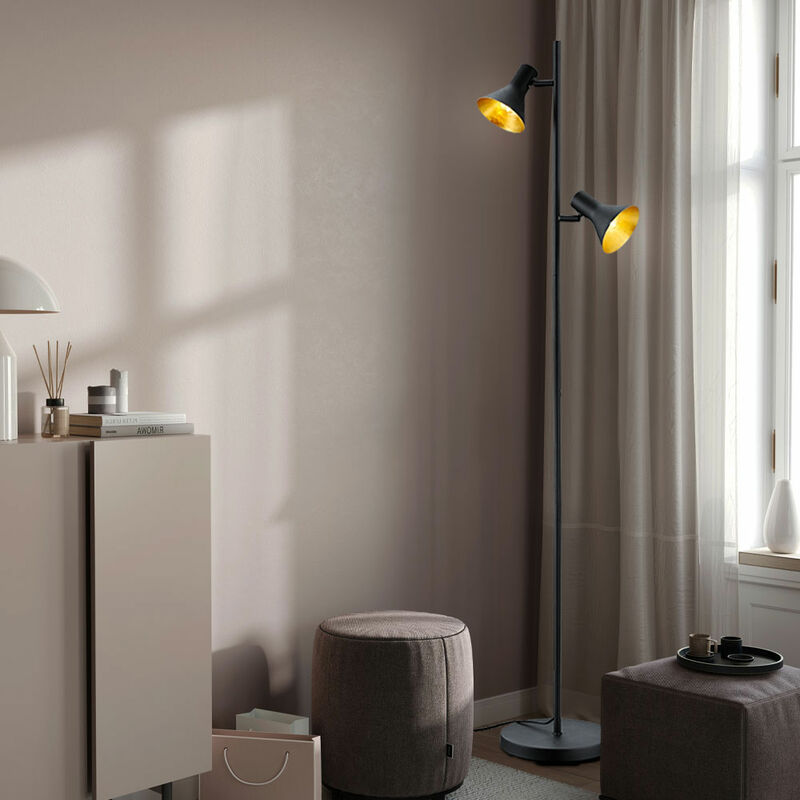foto del prodotto lampada da terra retr nero orientabile proiettore da soffitto per soggiorno in un set con lampadine a led
