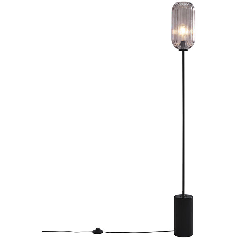 foto del prodotto lampada da terra rid art d co vetro,acciaio,marmo nero grigio oblungo max. 1 x watt qazqa